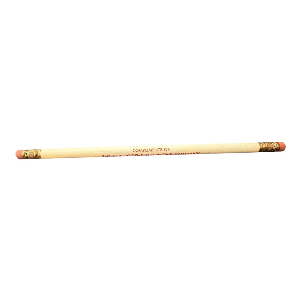 Vintage Chillicothe Telephone Company Advertising Wood Pencil Ross Double Eraser